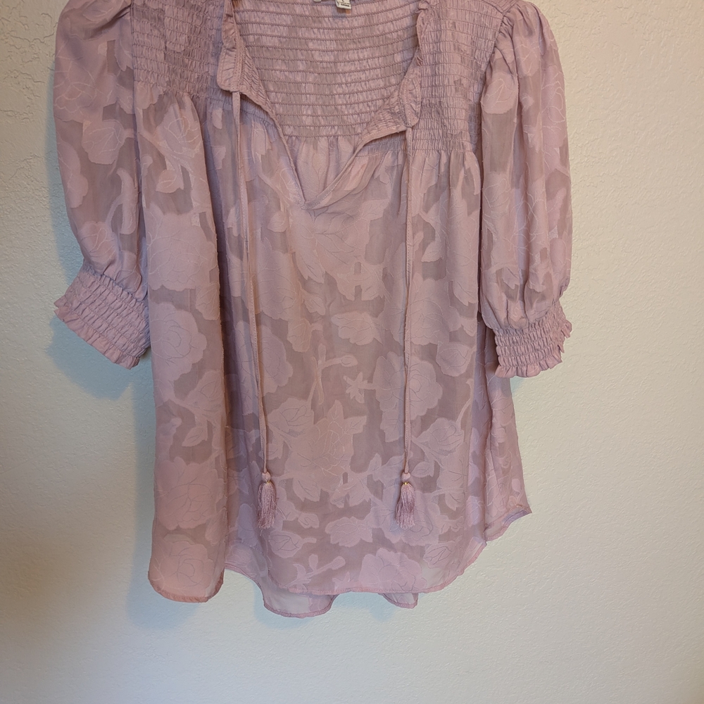 Rose & Olive Light Pink Floral Blouse
